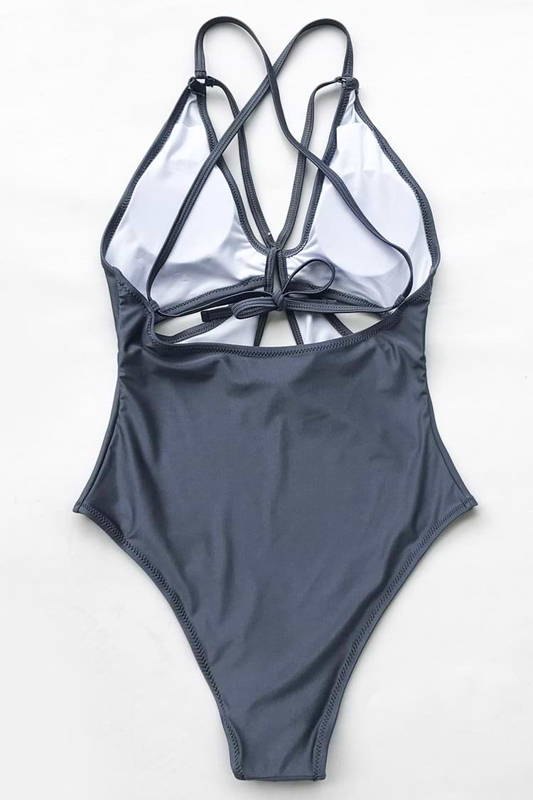 Gray Space Solid One-piece Swimsuit