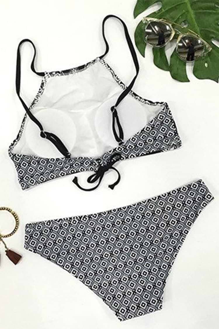 Light As a Feather Black Tank Bikini Set