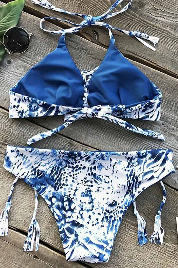Freezing Waves Halter Bikini Set