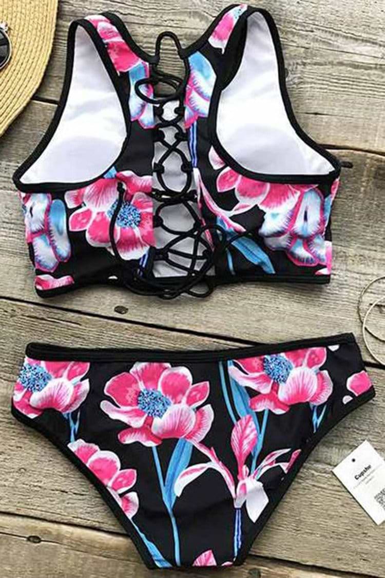 Summery Fancy Floral Tank Bikini Set