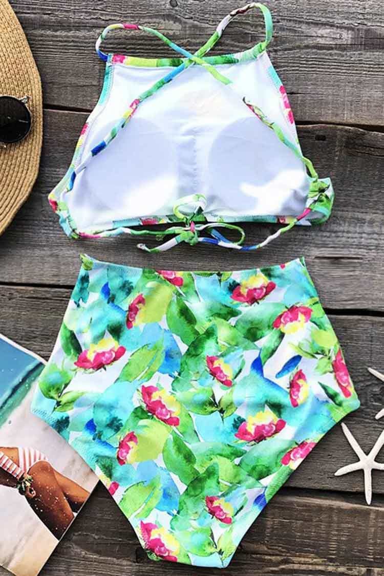 Live Life Like Nobody Floral Bikini Set