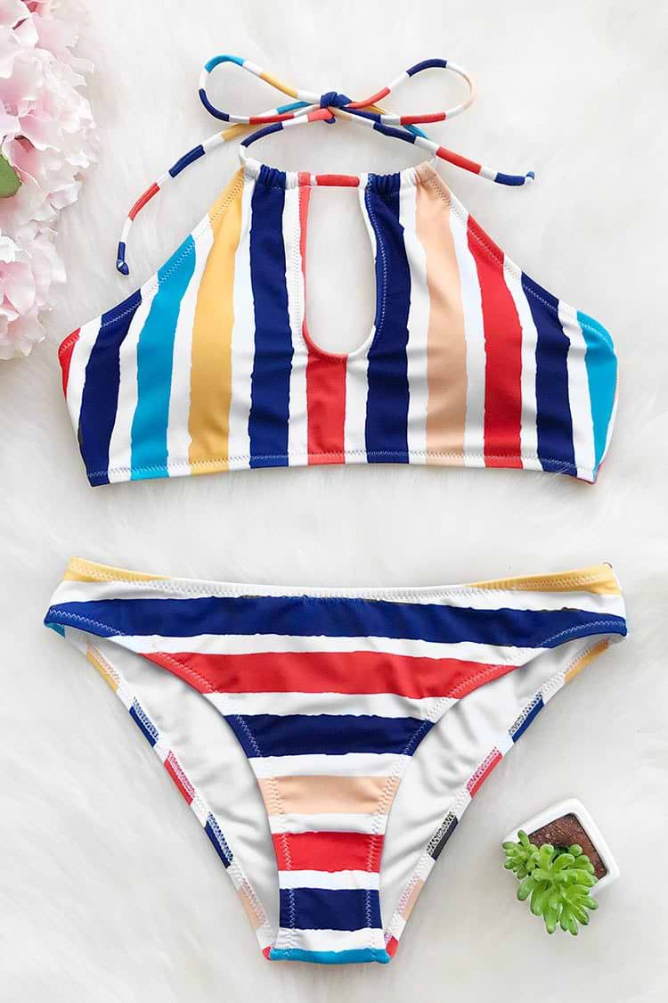 Candy Rainbow Halter Bikini Set