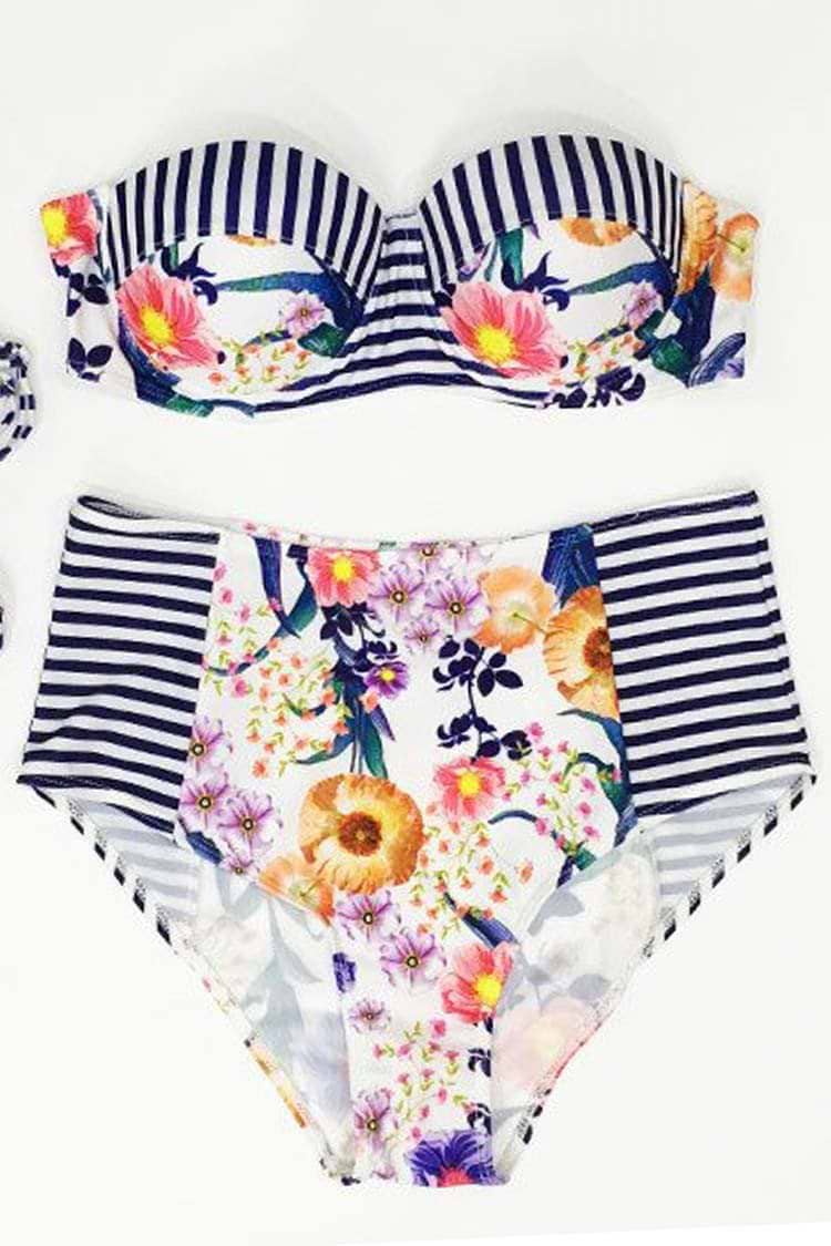 Trip Out Garden Striped Bikini Set