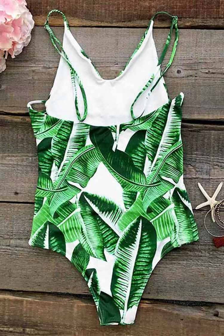 Banana Leaves Print One-piece Swimsuit
