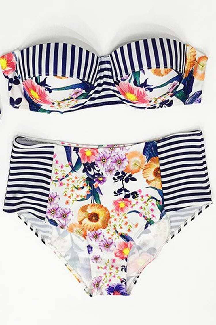 Trip Out Garden Striped Bikini Set