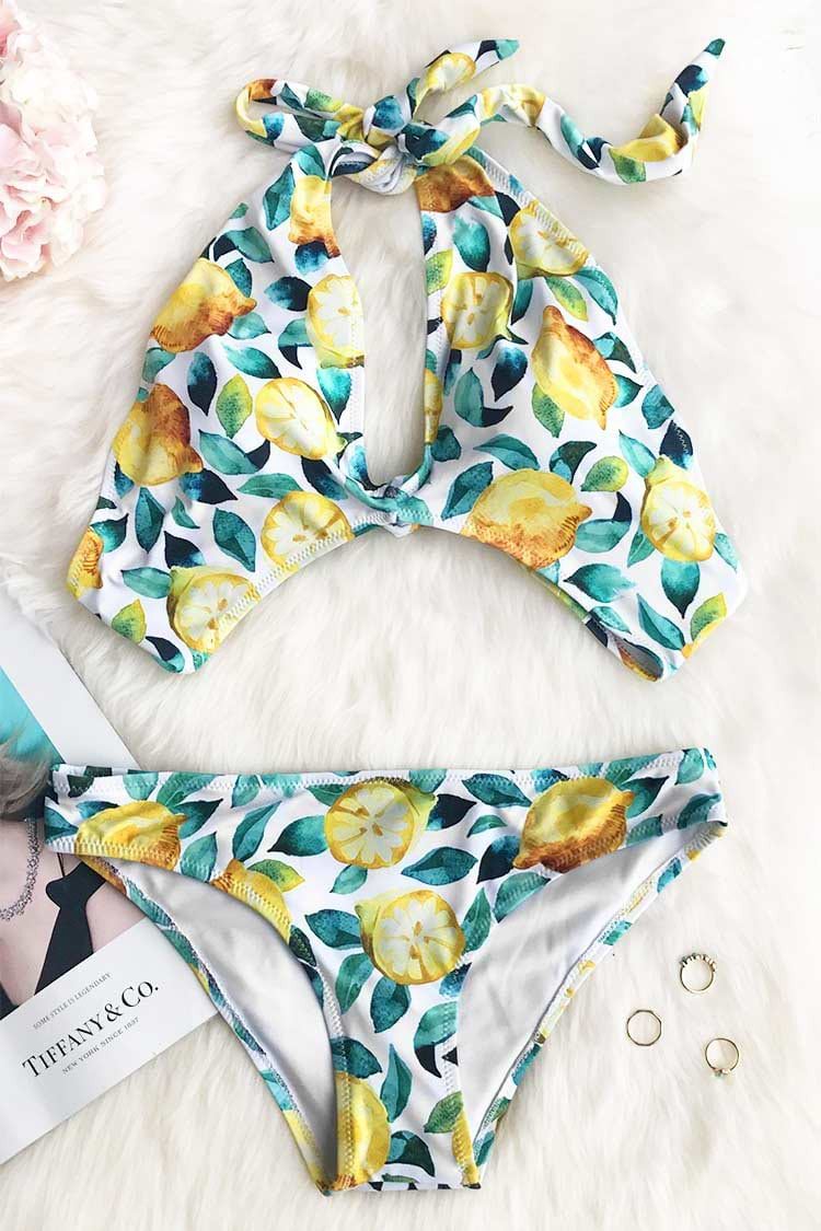 I Got You Lemon Halter Bikini Set