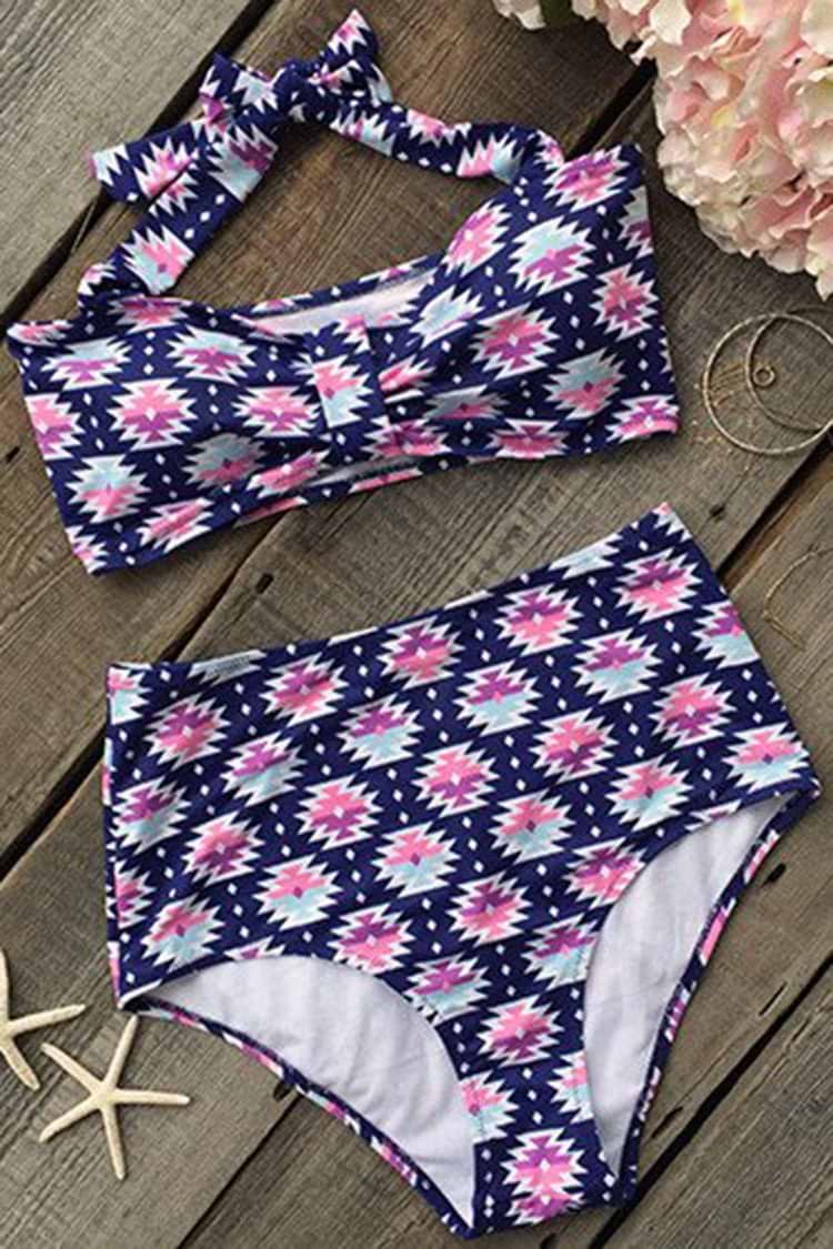 Catching Waves Printing Halter Bikini Set