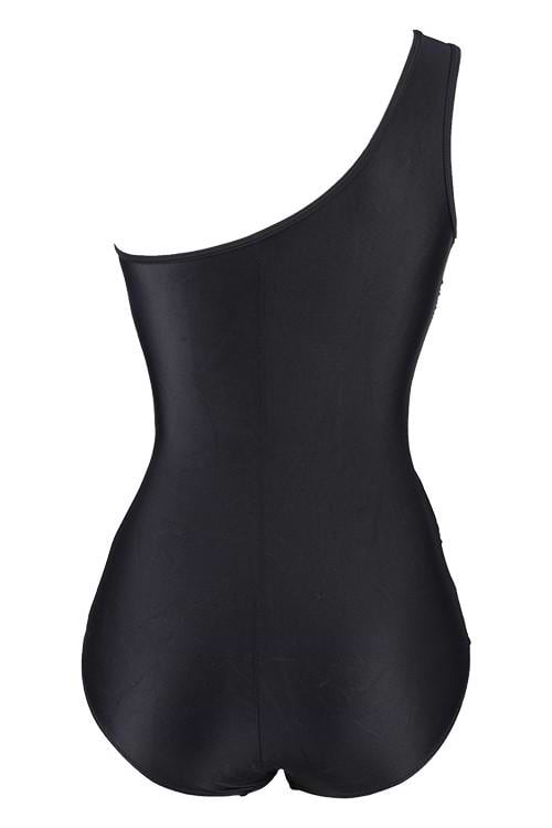 Side Business Black One-piece Swimsuit