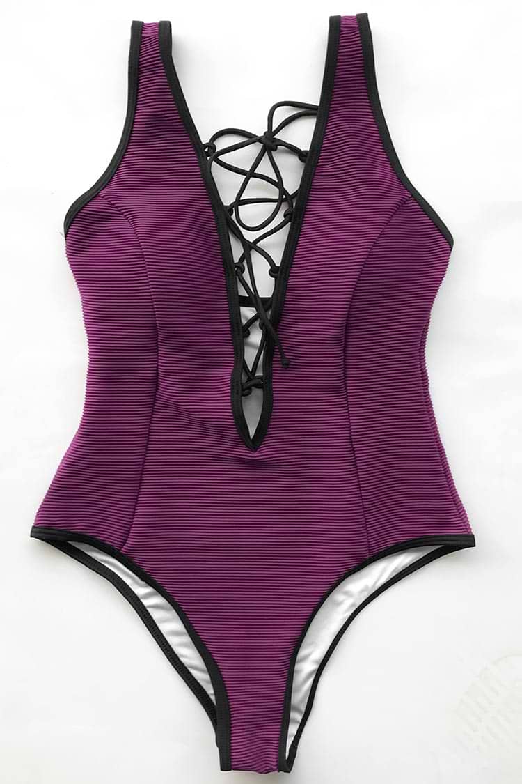 Cute Meet Lace Up One-piece Swimsuit