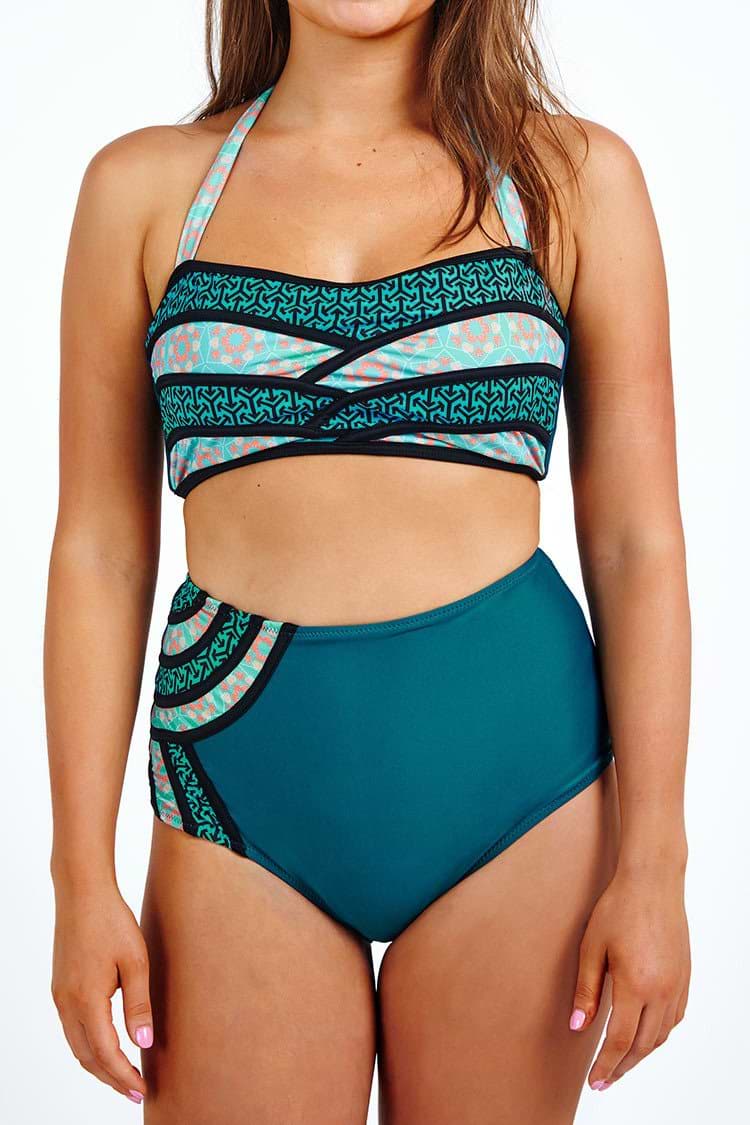 Seascape Painting Halter Bikini Set