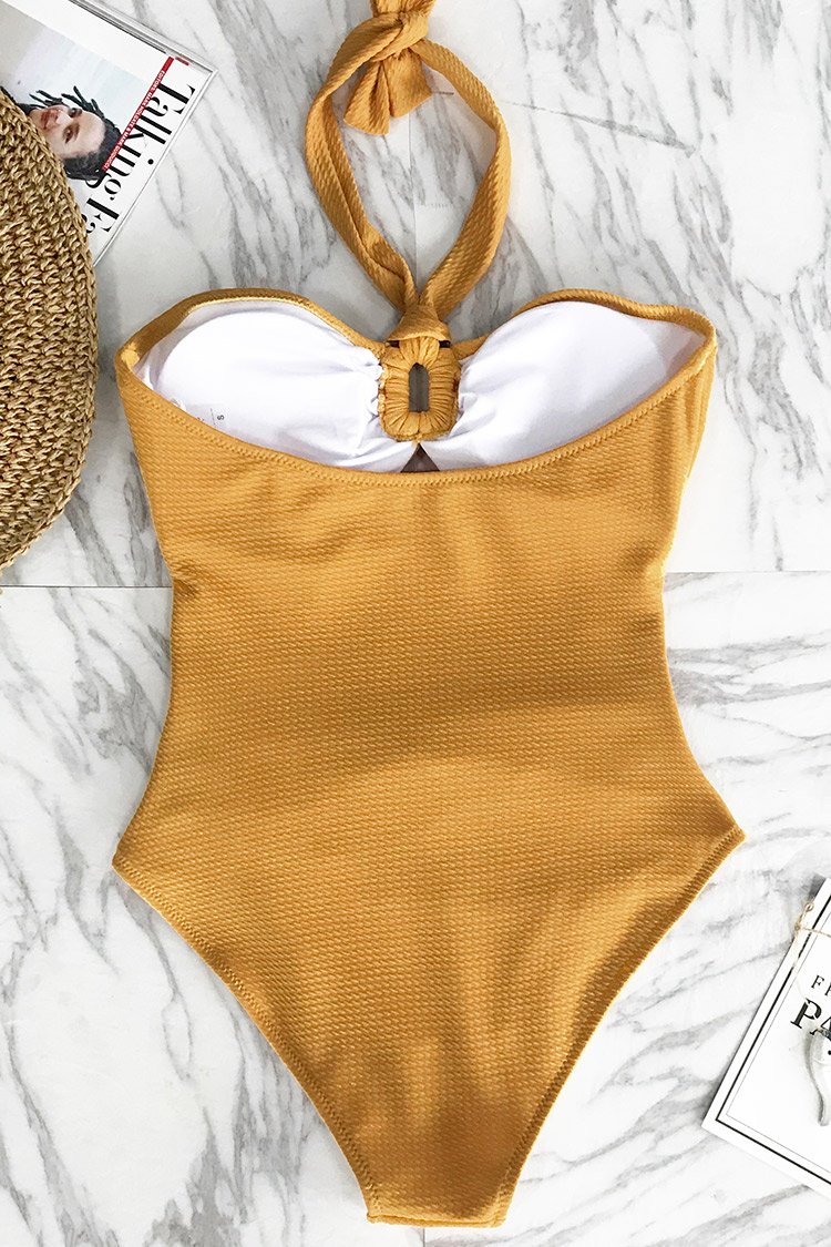 Bubbly Face Halter One-piece Swimsuit