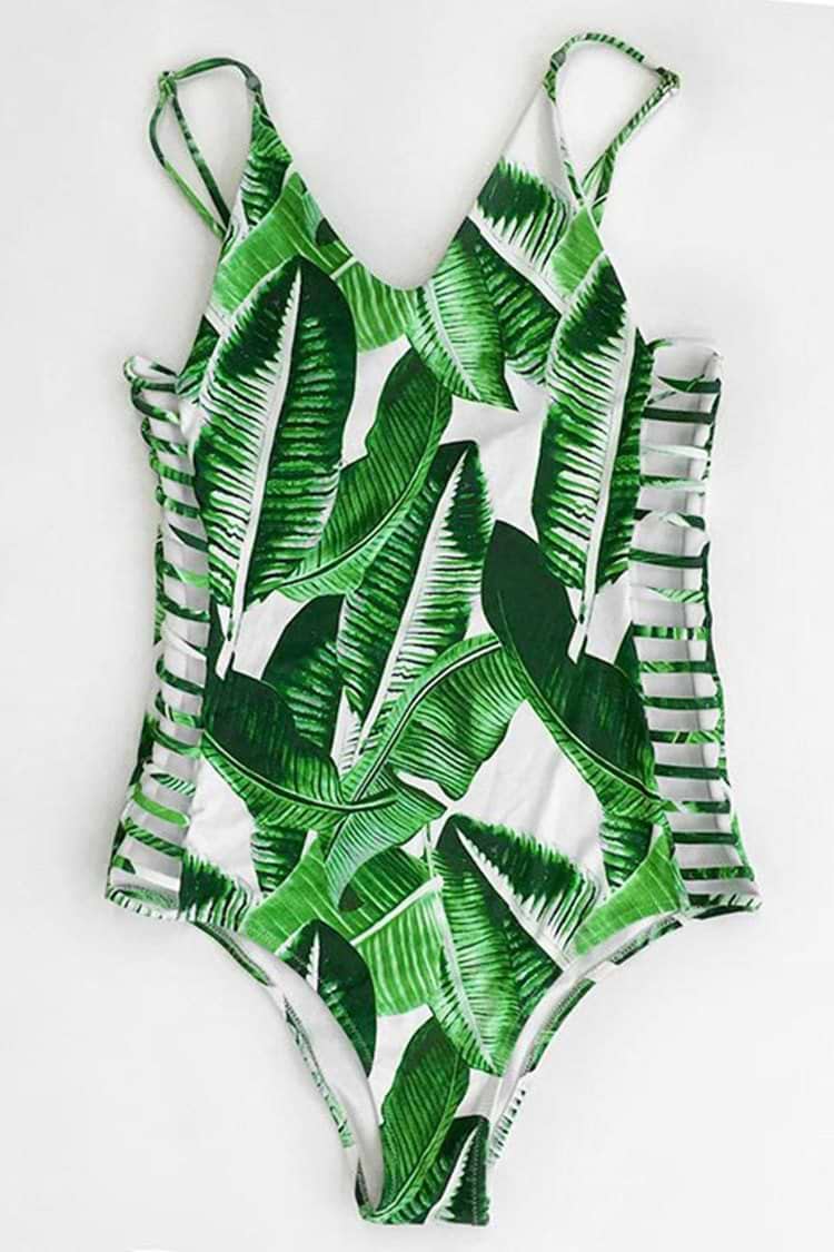 Banana Leaves Print One-piece Swimsuit
