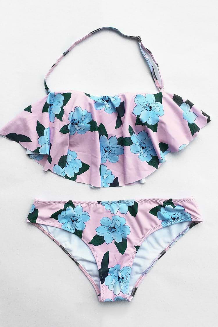 On the Edge Floral Halter Bikini Set