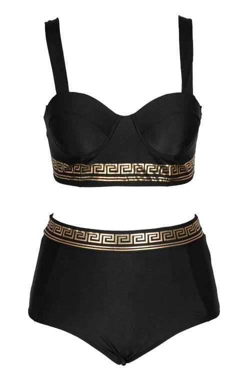 Breaking Point Black Gilt Bikini Set