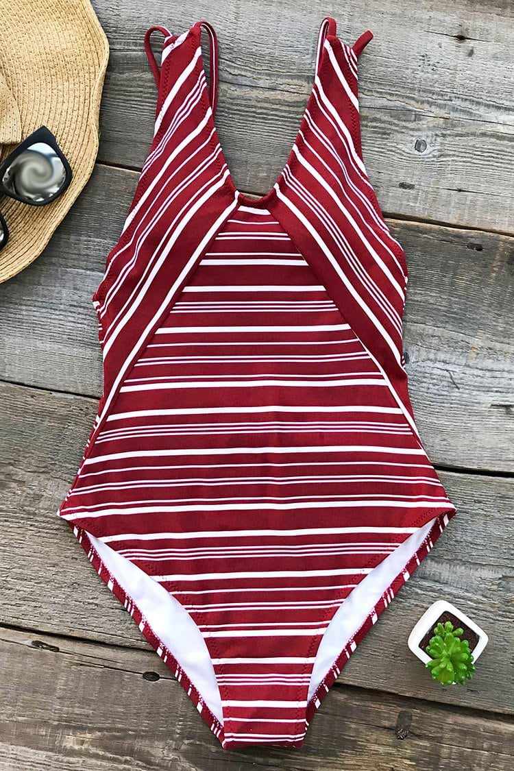 Facing Sun Stripe One-piece Swimsuit