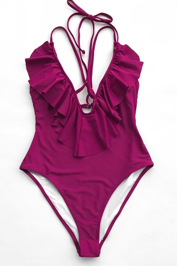 Lovely Summer Falbala One-piece Swimsuit