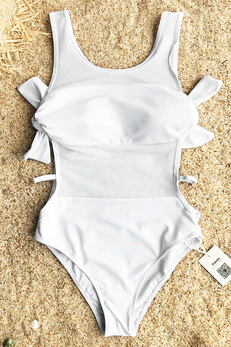 Snow White Mesh One-piece Swimsuit
