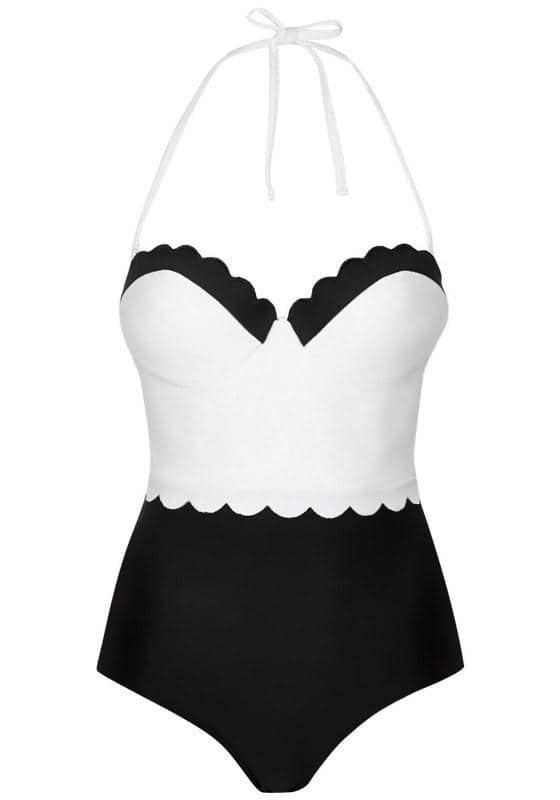 Classic Tone Contrast One-Piece Swimsuits