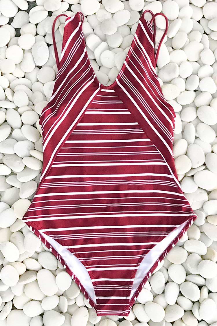 Facing Sun Stripe One-piece Swimsuit