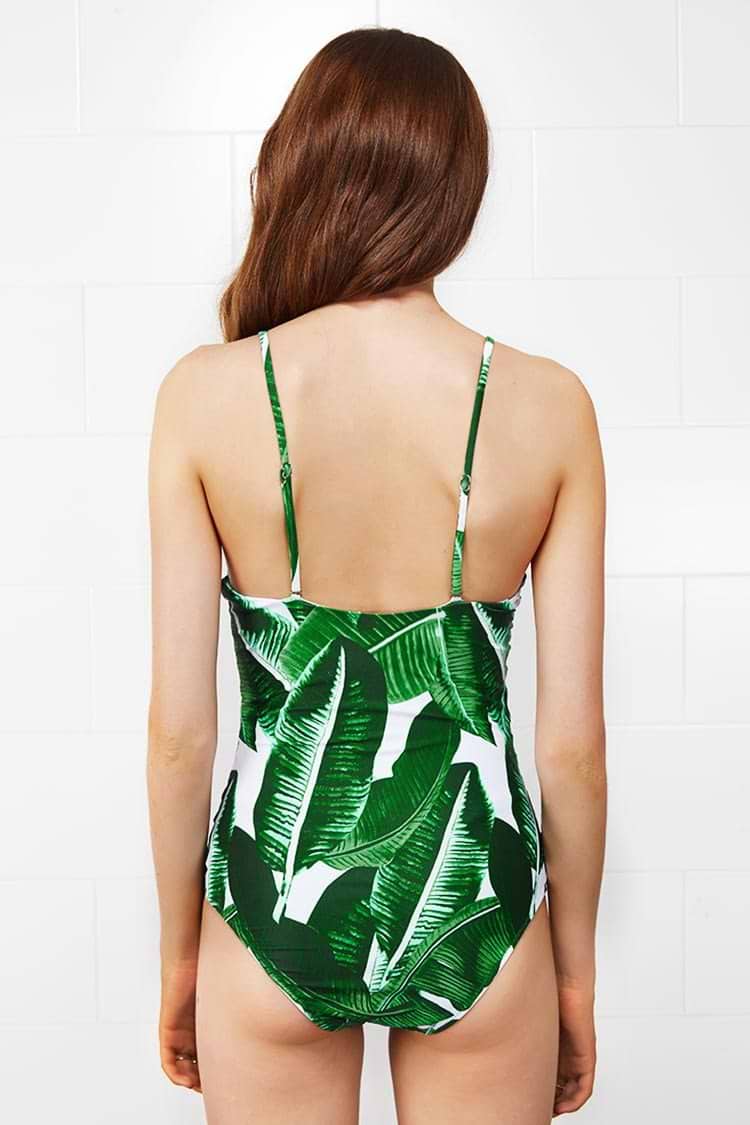 Banana Leaves Print One-piece Swimsuit