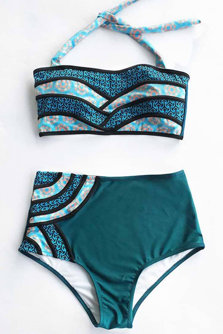 Seascape Painting Halter Bikini Set