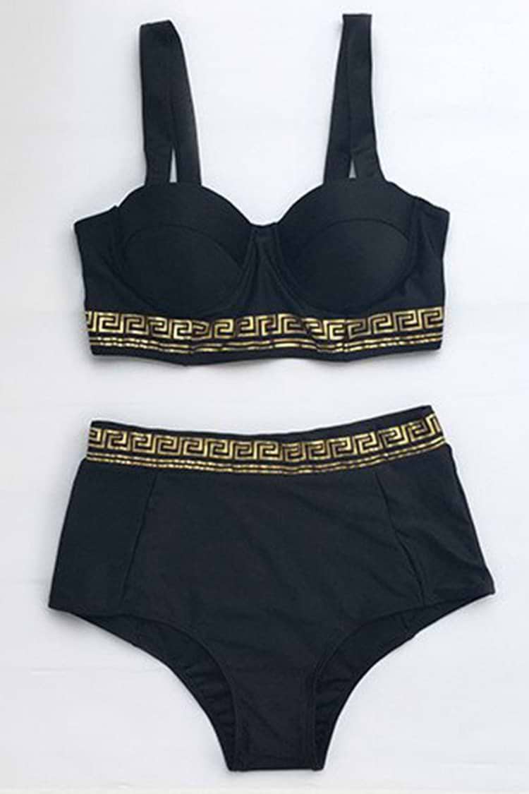 Breaking Point Black Gilt Bikini Set