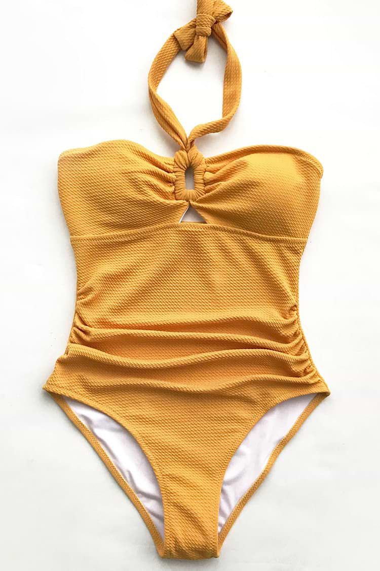 Bubbly Face Halter One-piece Swimsuit