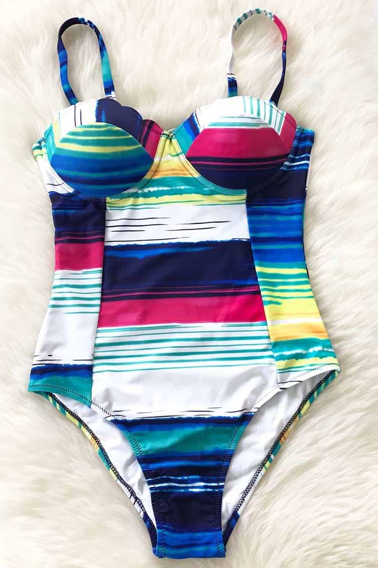 Sea Sunset Stripes One-piece Swimsuit
