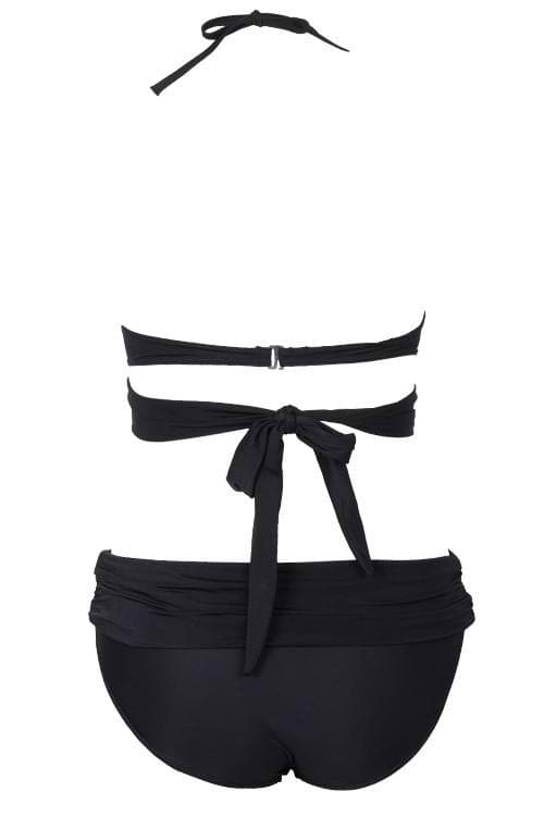 Chic Lady Solid Color Halter Bikini Set
