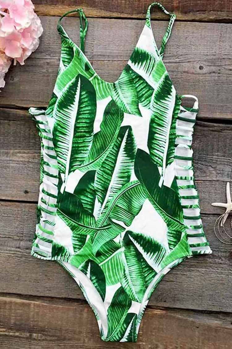 Banana Leaves Print One-piece Swimsuit