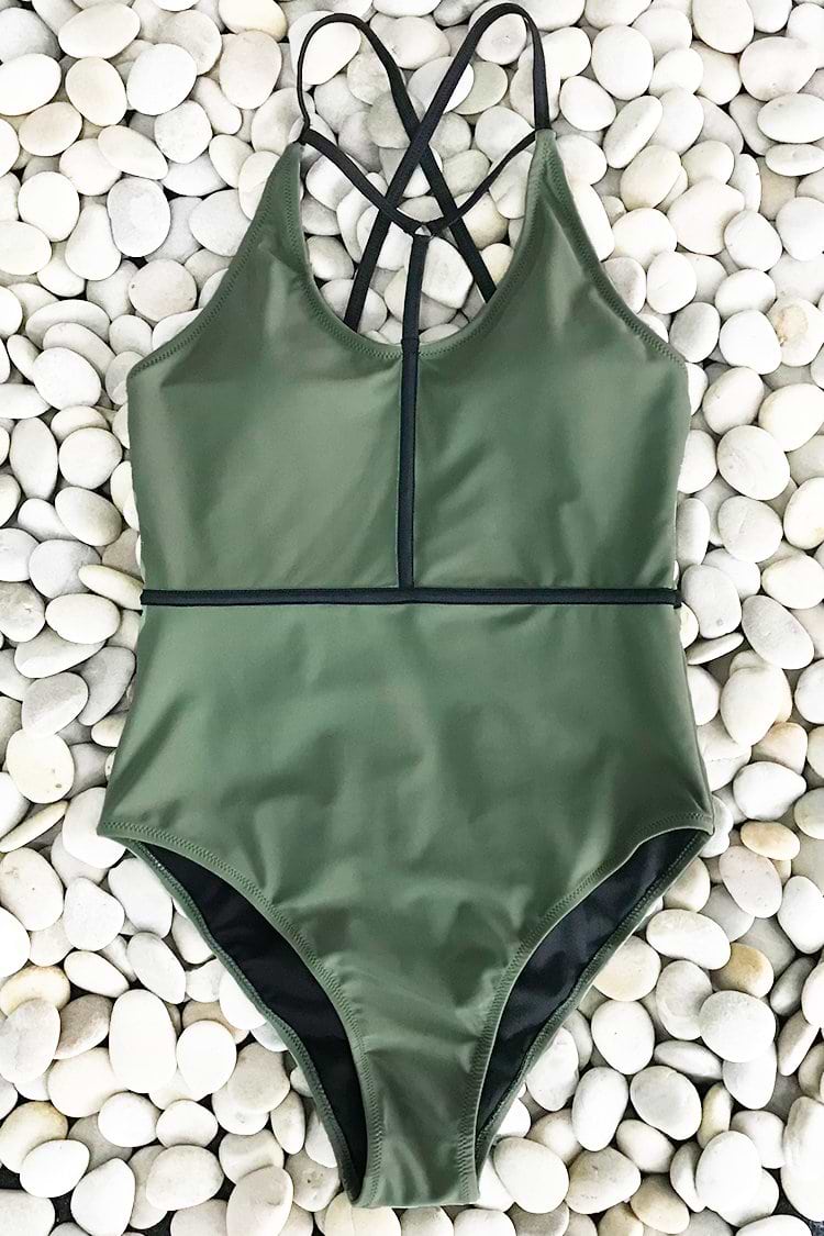 Lively Rhythm Solid One-piece Swimsuit