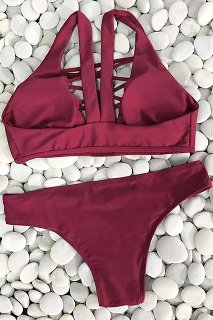 Lingering Farewell Lace Up Bikini Set