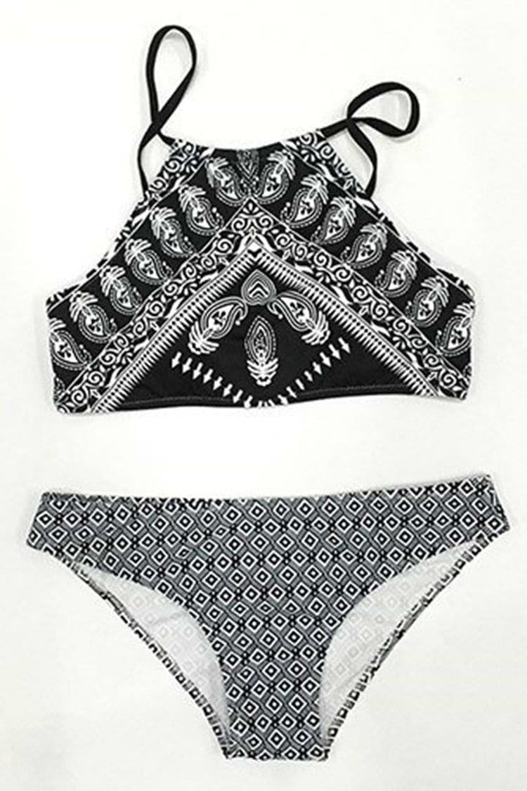 Light As a Feather Black Tank Bikini Set