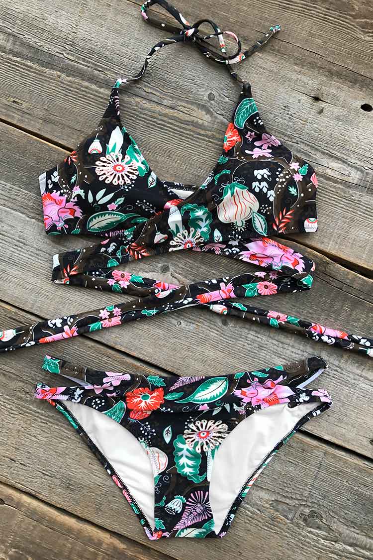Flowers At Night Bikini Set