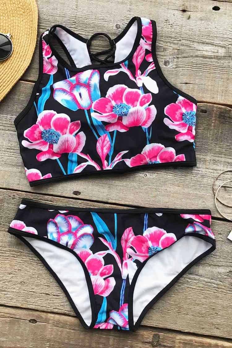Summery Fancy Floral Tank Bikini Set
