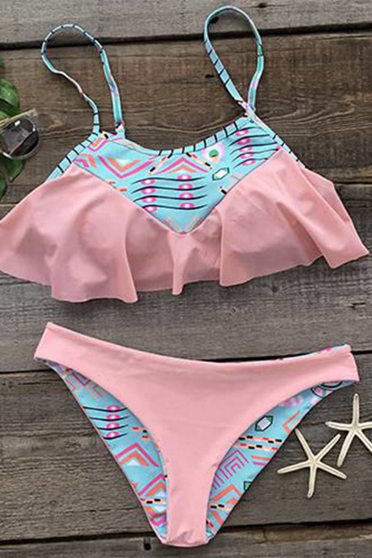 Nightfall Pink Falbala Bikini Set
