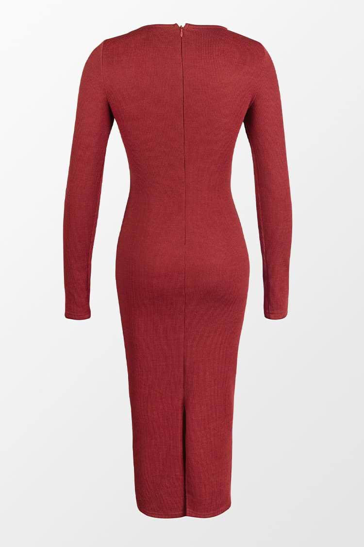 Maxi-Bodycon-Kleid mit V-Ausschnitt und Schlitz