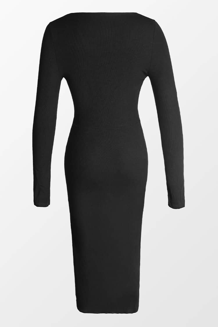 Kleid mit U-Ausschnitt und Kordelzug in Schwarz