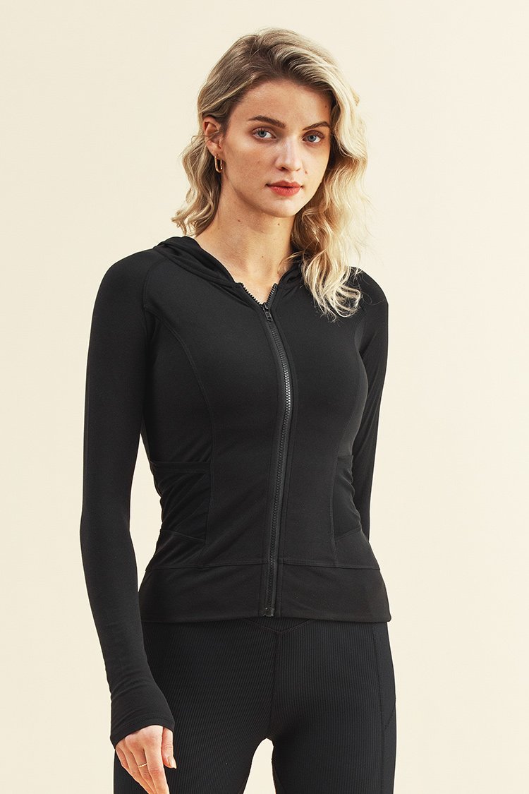 Hoodie mit Frontreißverschluss in Schwarz