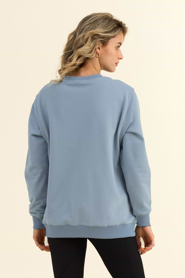 Havana Blue Oversized Pullover Sweatshirt