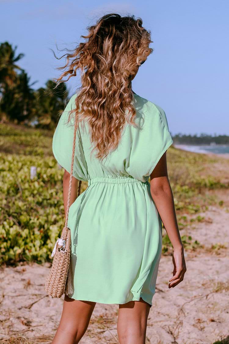 Carley Green Elastic Waist Split Cover Up