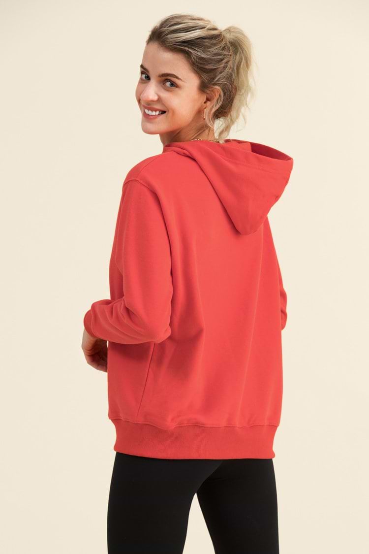Sweat à capuche rouge