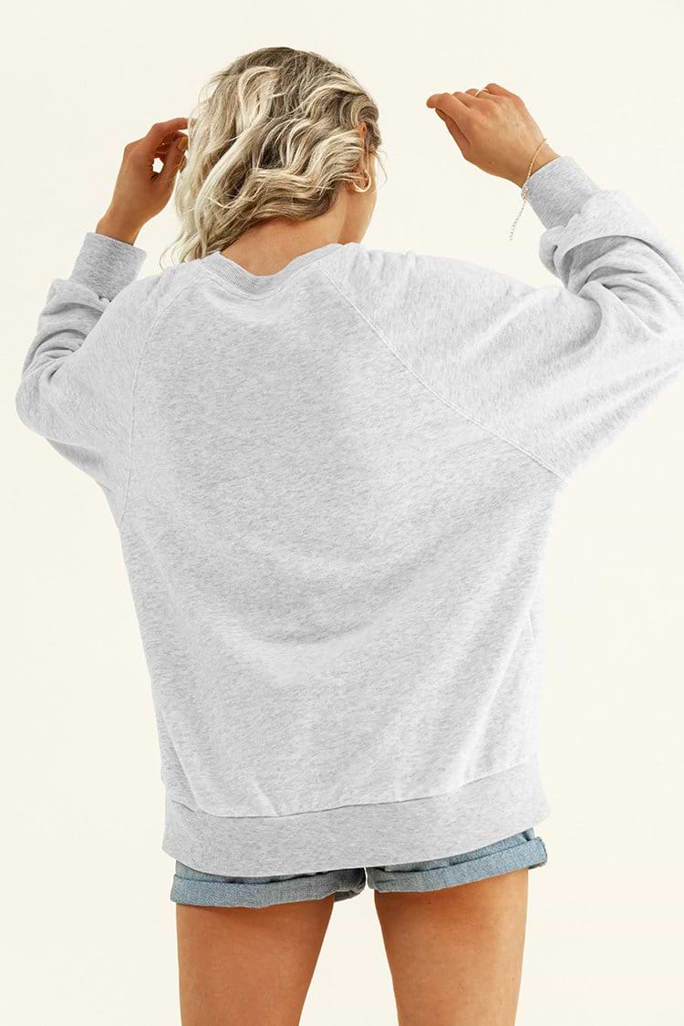 Sweatshirt mit Rundhalsausschnitt und Print in Grau