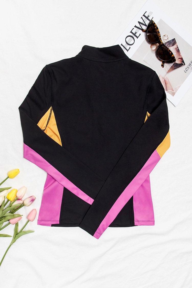 Farbblock-Sweatshirt mit Reißverschluss vorne