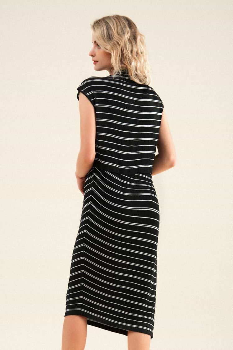 Tuesday Striped Cap Sleeve Midi Dress
