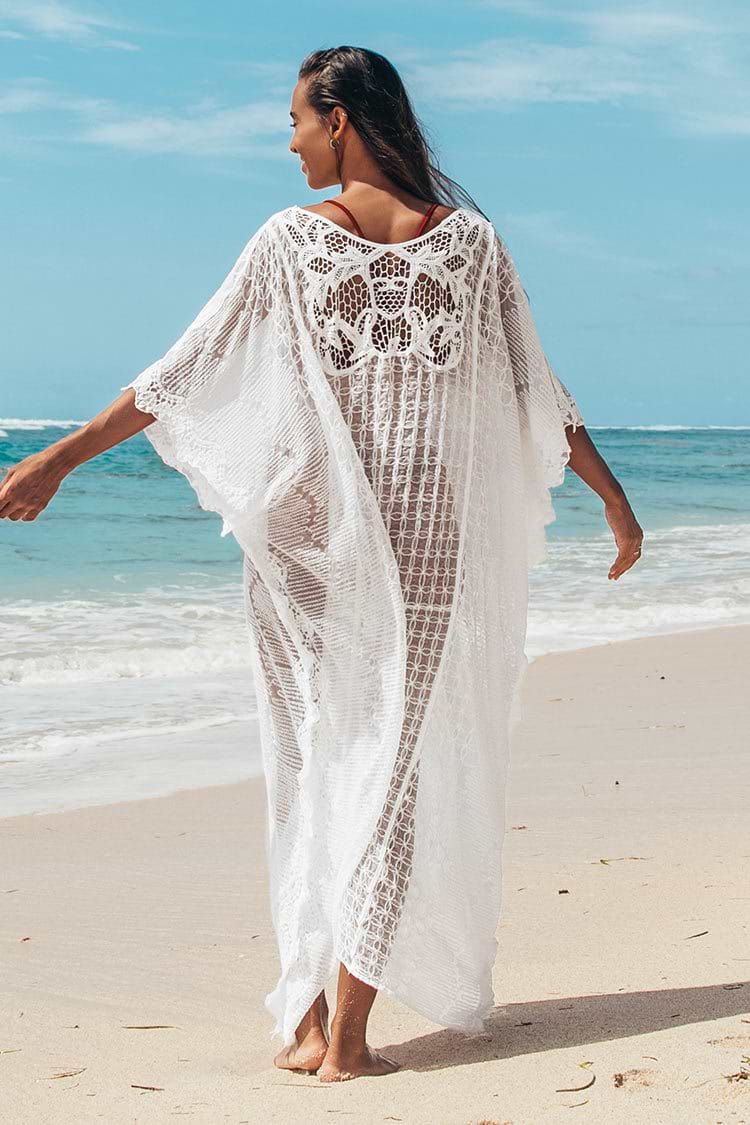 Tunika mit transparenten Stickerei in Weiß