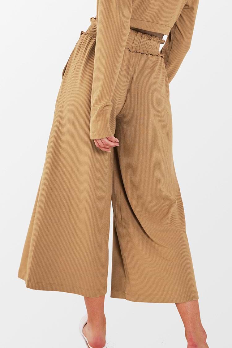 Braune Elastische Jogginghose mit High-waist