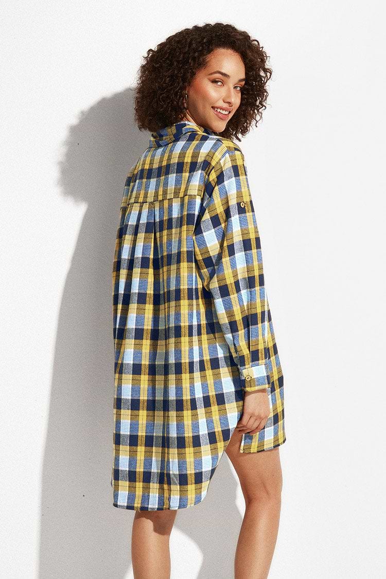 Yasmine Plaid Shirt Dress