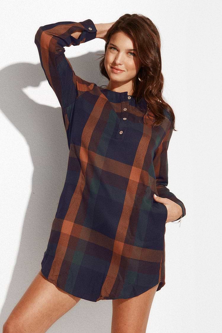Rhianna Plaid Rounded Hem Shift Dress