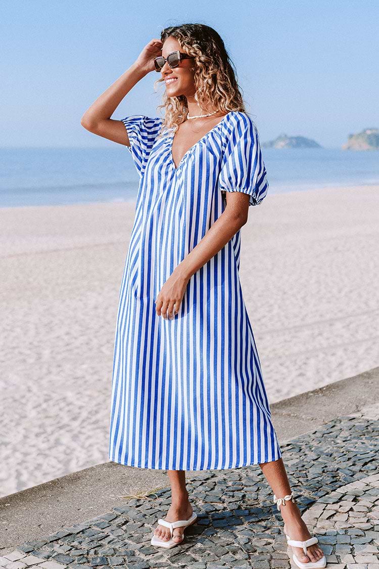 Kleid zum Schnüren mit Streifen